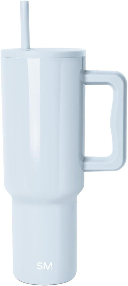 Simple Modern 40 oz Trek Tumbler with Handle and Straw Lid | Cup Holder Friendly Insulated Stainless Steel Travel Mug | Sea Glass Sage - Colors B