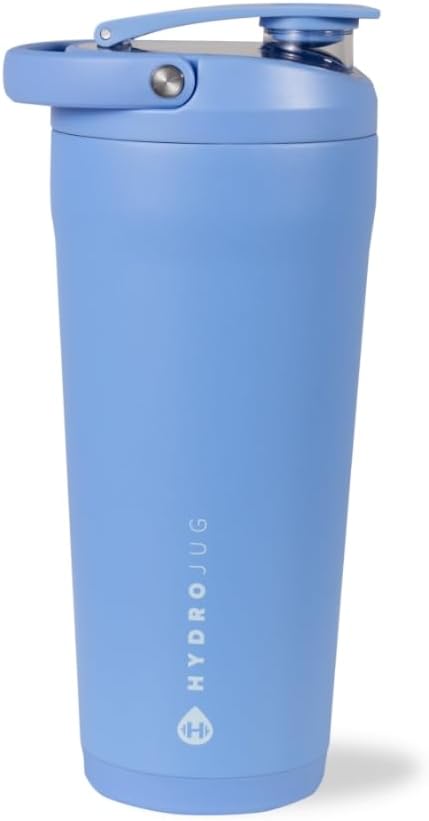 HydroJug 24 oz New Stainless Steel Shaker – Insulated, Leakproof, BPA-Free with Silent Mixing Grate – No Clumps, No Noise – Premium Shaker for Fitness, Sports & Everyday Use, Black
