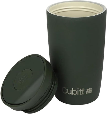 Cubitt Coffee Mug 12oz – Smart Lid, Ceramic Interior, Leak-Proof, Stainless Steel, Sand
