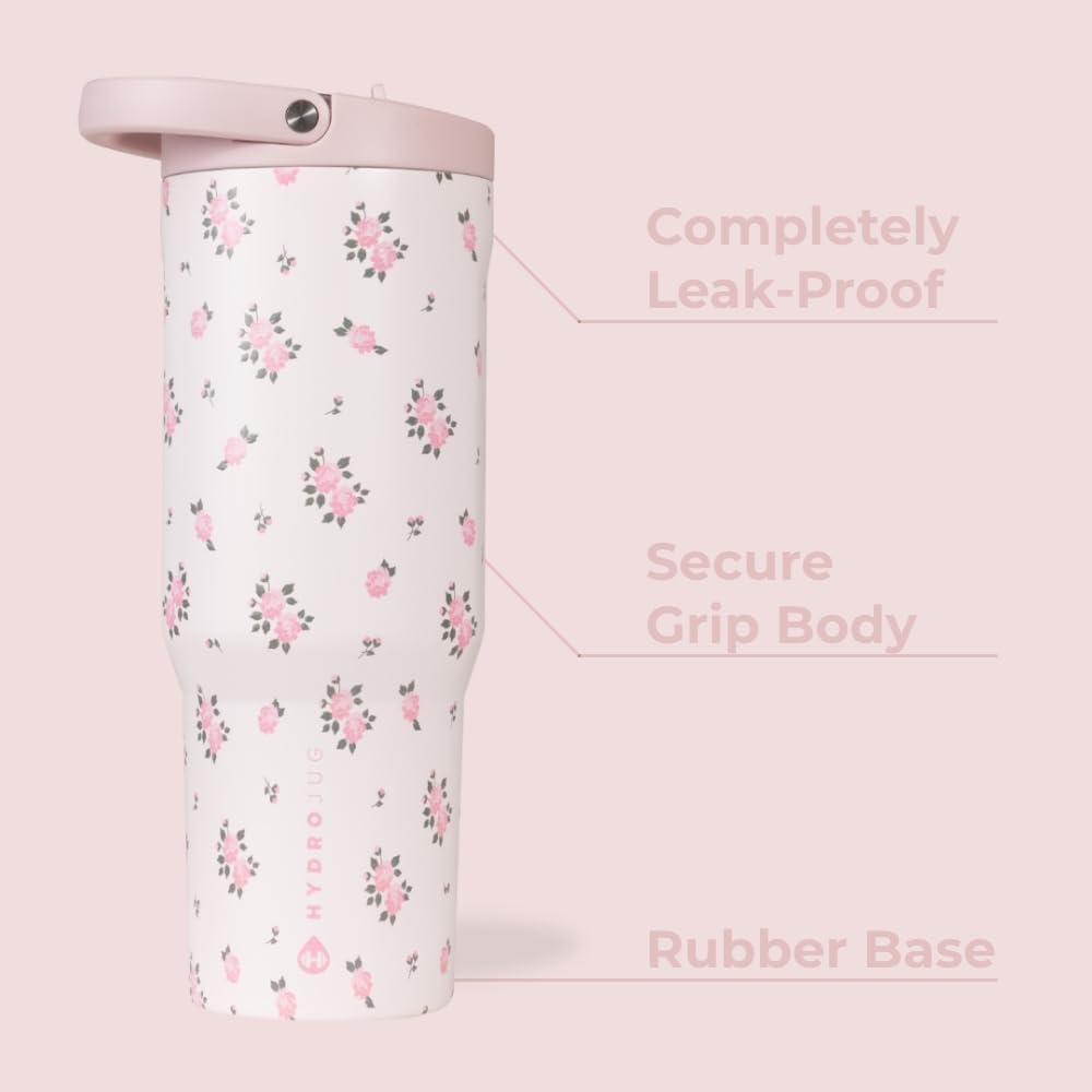HydroJug Sport - Stainless Steel Tumbler with Straw, Vacuum Insulated, 40oz Leakproof Water Bottle, Ergonomic Design, Reusable, Dishwasher Safe, Rubber Base, Durable for Gym or Outdoors, Sage