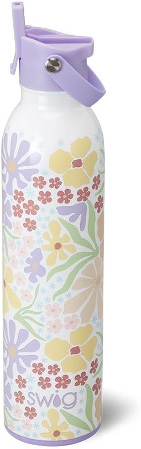 Swig Life 36oz Insulated Water Bottle, Travel Water Bottle with Straw and Lid, Cup Holder Friendly, Stainless Steel (Pickleball)
