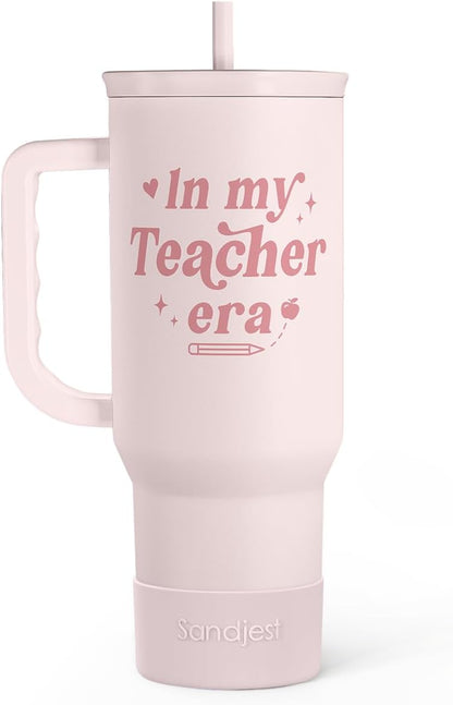 Floral Tumbler with Handle 40oz, Stainless Steel Insulated Tumblers Coffee Travel Mug Cup with Straw, Flower Coffee Cup Gifts for Women Girls, Gift for Her on Christmas Birthday Mothers Day