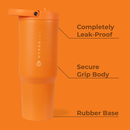HydroJug Sport - Stainless Steel Tumbler with Straw, Vacuum Insulated, 40oz Leakproof Water Bottle, Ergonomic Design, Reusable, Dishwasher Safe, Rubber Base, Durable for Gym or Outdoors, Sage