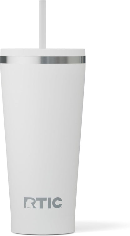 RTIC 20oz Everyday Tumbler Insulated Stainless Steel Portable Travel Coffee Cup with Straw, Ceramic Lining, Spill-Resistant Lid, BPA-Free, Hot and Cold Drink, Beach