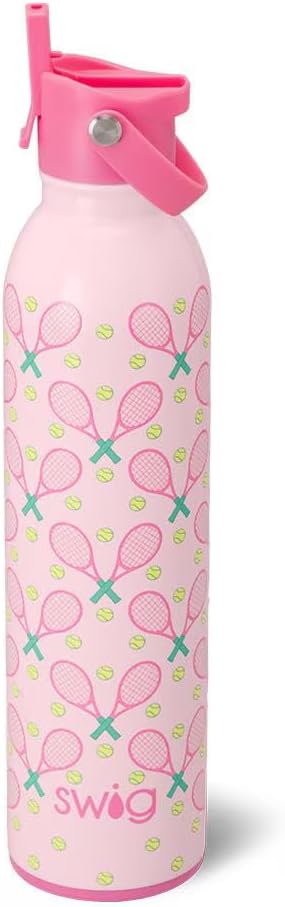 Swig Life 36oz Insulated Water Bottle, Travel Water Bottle with Straw and Lid, Cup Holder Friendly, Stainless Steel (Pickleball)