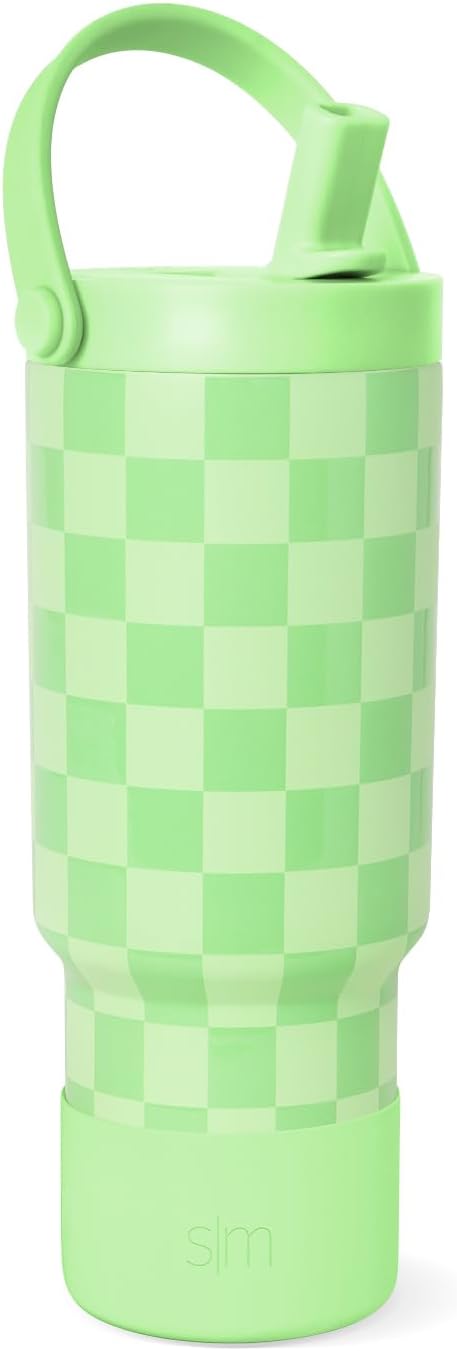 Simple Modern Trek Pivot | 24oz Kids Flip Straw Tumbler with Handle and Silicone Boot | Insulated Water Bottle Stainless Steel Cup | School Travel Jug | Seaside