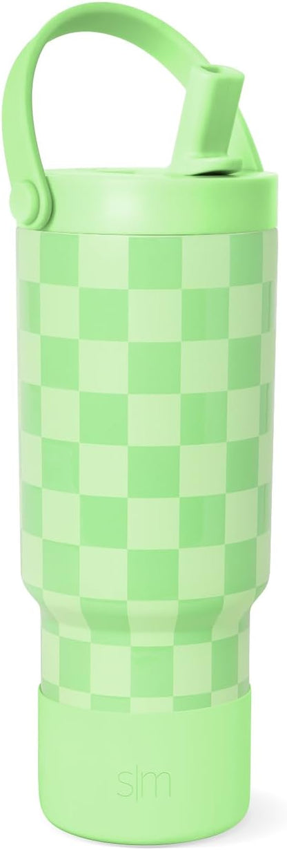 Simple Modern Trek Pivot | 24oz Kids Flip Straw Tumbler with Handle and Silicone Boot | Insulated Water Bottle Stainless Steel Cup | School Travel Jug | Seaside