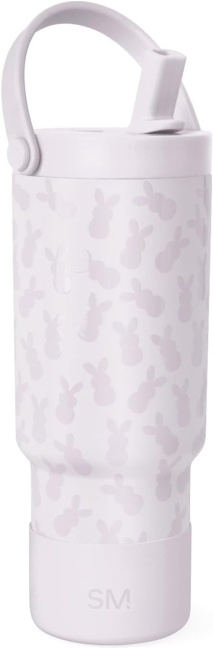 Simple Modern Trek Pivot | 24oz Kids Flip Straw Tumbler with Handle and Silicone Boot | Insulated Water Bottle Stainless Steel Cup | School Travel Jug | Seaside