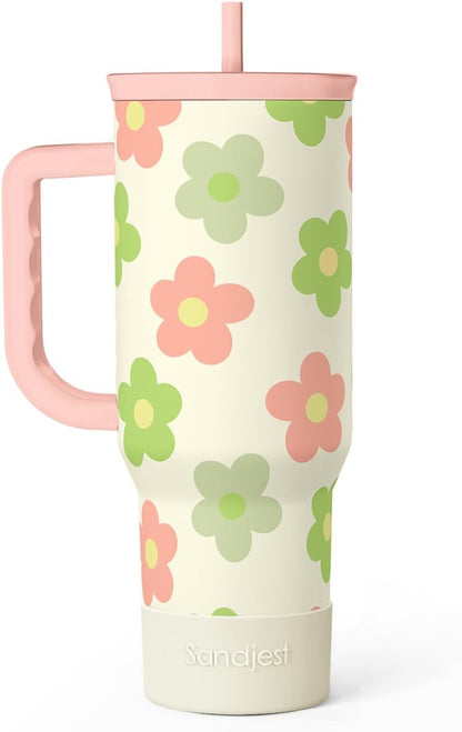 SANDJEST Pickleball 40oz Tumbler With Handle and Straw, Pickleball Queen Insulated Stainless Steel Travel Coffee Mug for Women Girls Players, Gift Idea for Birthday Christmas Mothers Day
