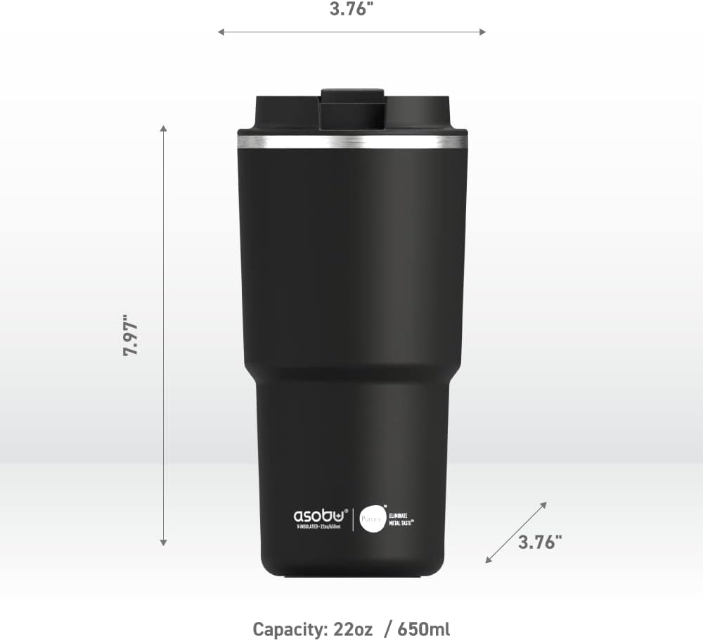 asobu 22oz Extra Large Ceramic-Lined Travel Mug with No Metal Taste-Keeps Flavors True - Double-Wall Vacuum Insulated Coffee Mug with Spill-Proof Pop-Open Lid for Hot Drinks