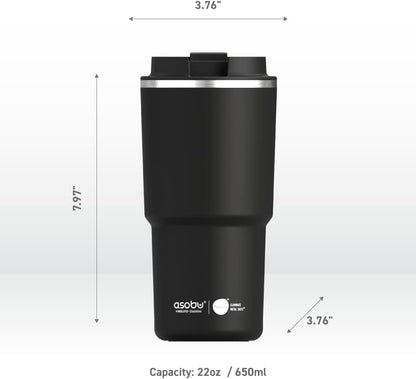 asobu 22oz Extra Large Ceramic-Lined Travel Mug with No Metal Taste-Keeps Flavors True - Double-Wall Vacuum Insulated Coffee Mug with Spill-Proof Pop-Open Lid for Hot Drinks