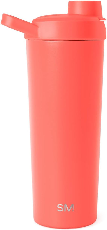 Simple Modern Stainless Steel Shaker Bottle with Ball 24oz | Metal Insulated Cup for Protein Mixes, Shakes and Pre Workout | Rally Collection | Almond Birch