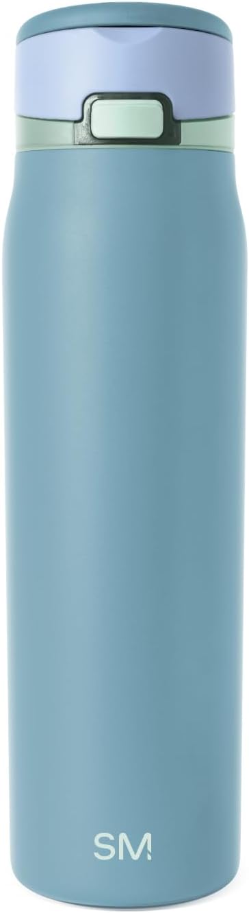 Simple Modern Mesa Loop Water Bottle with Covered Straw and Handle | 24oz Cup Holder Friendly Insulated Stainless Steel Bottles for Travel, Sports and School | Iris Sage - Colors A
