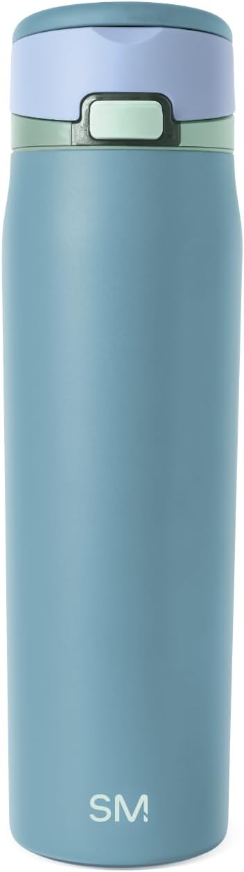 Simple Modern Mesa Loop Water Bottle with Covered Straw and Handle | 24oz Cup Holder Friendly Insulated Stainless Steel Bottles for Travel, Sports and School | Iris Sage - Colors A