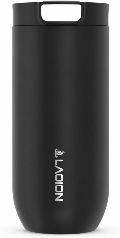 LAOION 17 oz Insulated Coffee Tumbler, Stainless Steel Travel Coffee Mug with Slider Lid, Reusable Iced Coffee Cup for Office, Car, Commute, Gray