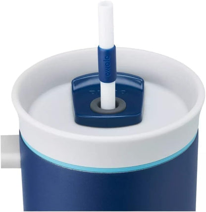 Owala Stainless Steel Triple Layer Insulated Travel Tumbler with Spill Resistant Lid and Straw, BPA Free, 24 oz, Grey/Blue (The Great Blue)