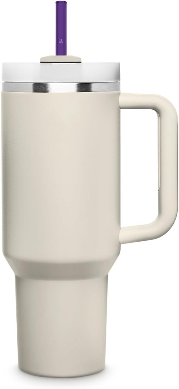 Halm Glass Straws - 6 Long 12 inch Bent Stanley Cup Replacement Drinking Straws + Plastic-Free Cleaning Brush - Perfect for Bottles & Quencher - Made in Germany - Dishwasher Safe - Eco-Friendly