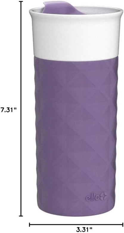Ello Ogden Ceramic Travel Mug with Splash-Resistant Slider Lid and Protective Silicone Boot, Perfect for Coffee or Tea, BPA Free, Dishwasher Safe, Gray, 16 oz, 758-0438-040