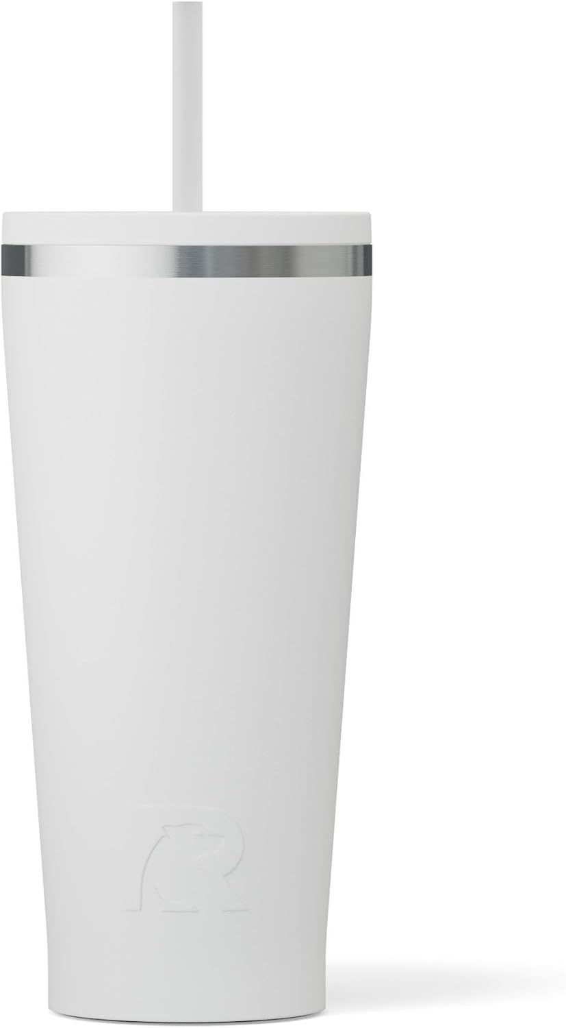 RTIC 20oz Everyday Tumbler Insulated Stainless Steel Portable Travel Coffee Cup with Straw, Ceramic Lining, Spill-Resistant Lid, BPA-Free, Hot and Cold Drink, Beach