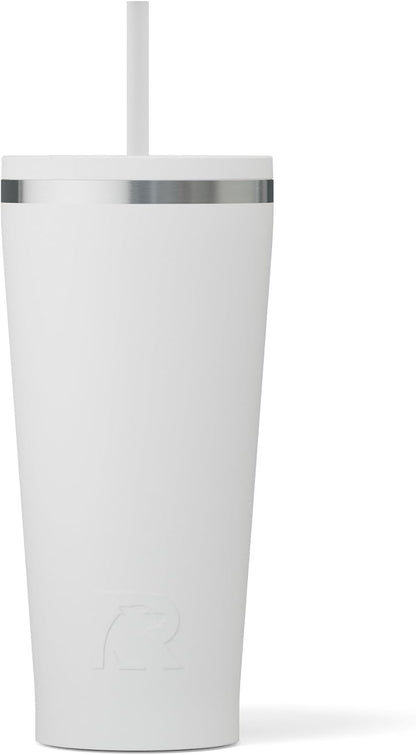 RTIC 20oz Everyday Tumbler Insulated Stainless Steel Portable Travel Coffee Cup with Straw, Ceramic Lining, Spill-Resistant Lid, BPA-Free, Hot and Cold Drink, Beach