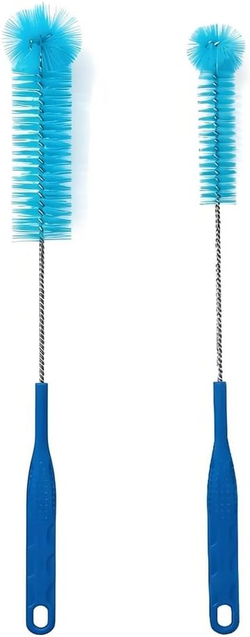 15.5 Inch Long Bottle Brush with 360° Rotating Head - Soft Bristles for Washing Glass, Narrow Neck Bottles, Wine Bottles, Vase, Hummingbird Feeder, Dishwasher Hose & Aquarium Tube, 2 Pack