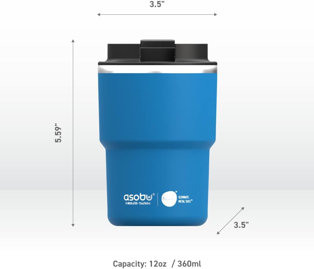 asobu Ultimate Ceramic Travel Mug, 12oz Insulated Stainless Steel Coffee Cup with Handle & Splash-Resistant Lid, Ceramic Lined for Pure Taste, BPA-Free, Double-Wall Vacuum for Hot Drinks