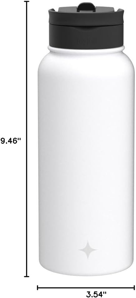 JoyJolt Triple Insulated Water Bottle with Straw Lid AND Flip Lid! 22oz Water Bottle, 12 Hour Hot/Cold Vacuum Insulated Stainless Steel Water Bottle. BPA-Free Leakproof Water Bottles - Thermos Bottle