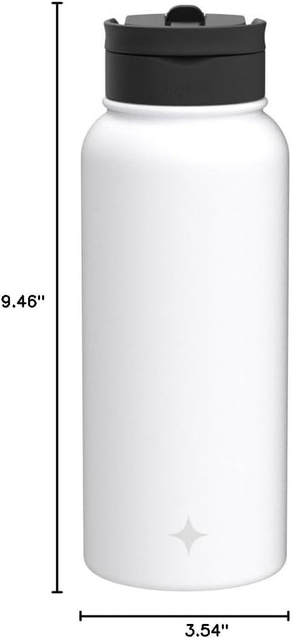 JoyJolt Triple Insulated Water Bottle with Straw Lid AND Flip Lid! 22oz Water Bottle, 12 Hour Hot/Cold Vacuum Insulated Stainless Steel Water Bottle. BPA-Free Leakproof Water Bottles - Thermos Bottle
