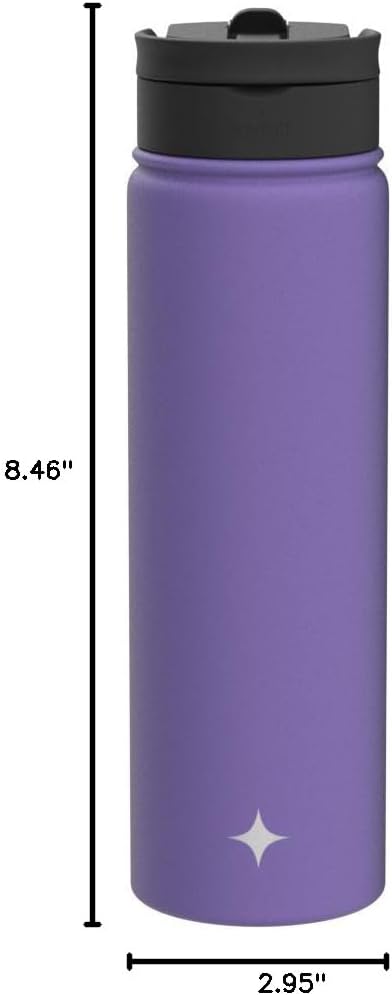 JoyJolt Triple Insulated Water Bottle with Straw Lid AND Flip Lid! 22oz Water Bottle, 12 Hour Hot/Cold Vacuum Insulated Stainless Steel Water Bottle. BPA-Free Leakproof Water Bottles - Thermos Bottle