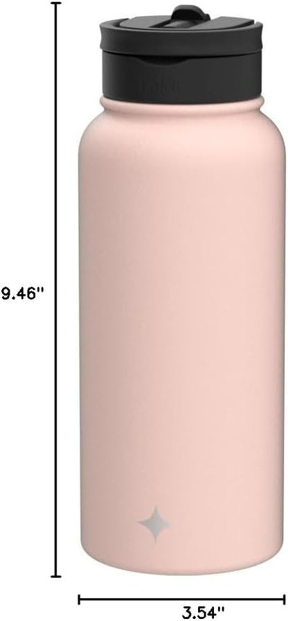 JoyJolt Triple Insulated Water Bottle with Straw Lid AND Flip Lid! 22oz Water Bottle, 12 Hour Hot/Cold Vacuum Insulated Stainless Steel Water Bottle. BPA-Free Leakproof Water Bottles - Thermos Bottle