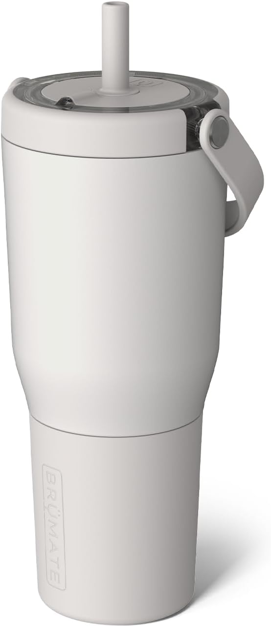 BrüMate Resa 35oz 100% Leakproof Tumbler w/Handle & Straw | Flexible SoftSip Straw | Silicone Sleeve for Durability | Stainless Steel | Cup Holder & Travel Friendly Water Bottle (Java)