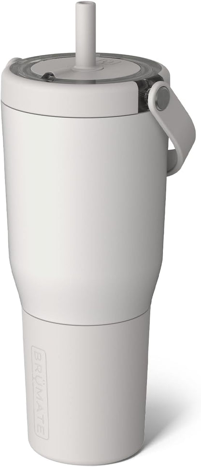 BrüMate Resa 35oz 100% Leakproof Tumbler w/Handle & Straw | Flexible SoftSip Straw | Silicone Sleeve for Durability | Stainless Steel | Cup Holder & Travel Friendly Water Bottle (Java)