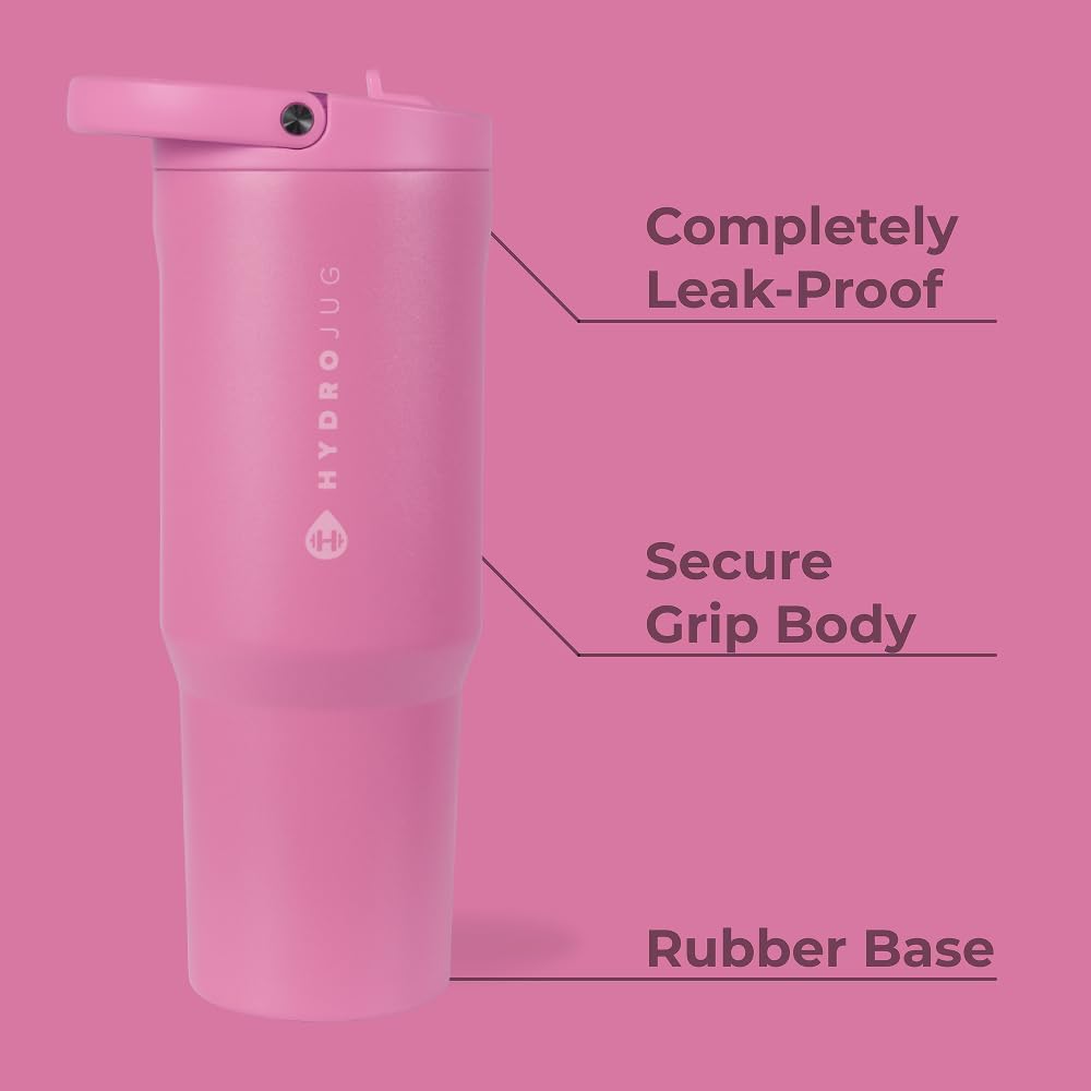 HydroJug Sport - Stainless Steel Tumbler with Straw, Vacuum Insulated, 40oz Leakproof Water Bottle, Ergonomic Design, Reusable, Dishwasher Safe, Rubber Base, Durable for Gym or Outdoors, Sage