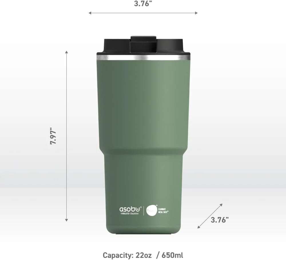asobu 22oz Extra Large Ceramic-Lined Travel Mug with No Metal Taste-Keeps Flavors True - Double-Wall Vacuum Insulated Coffee Mug with Spill-Proof Pop-Open Lid for Hot Drinks