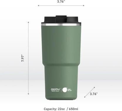 asobu 22oz Extra Large Ceramic-Lined Travel Mug with No Metal Taste-Keeps Flavors True - Double-Wall Vacuum Insulated Coffee Mug with Spill-Proof Pop-Open Lid for Hot Drinks