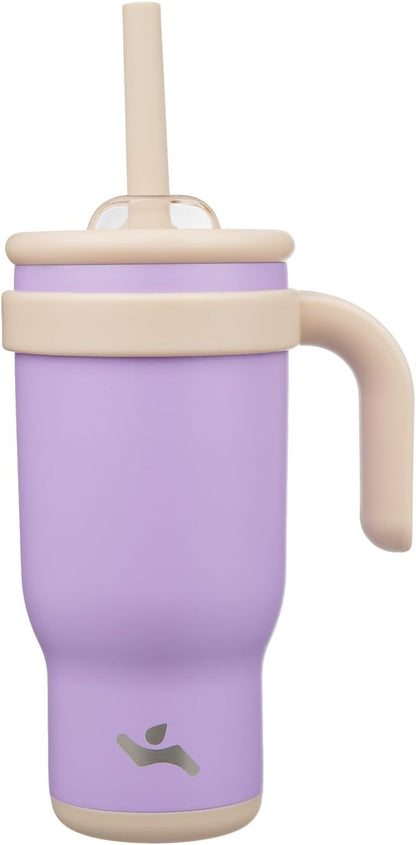 Konokyo 30 oz Tumbler with Side Handle, Insulated Water Bottle with Straw and 2 in 1 Lid, Stainless Steel Cup Travel Coffee Mug for Sports Office Gym,Purple