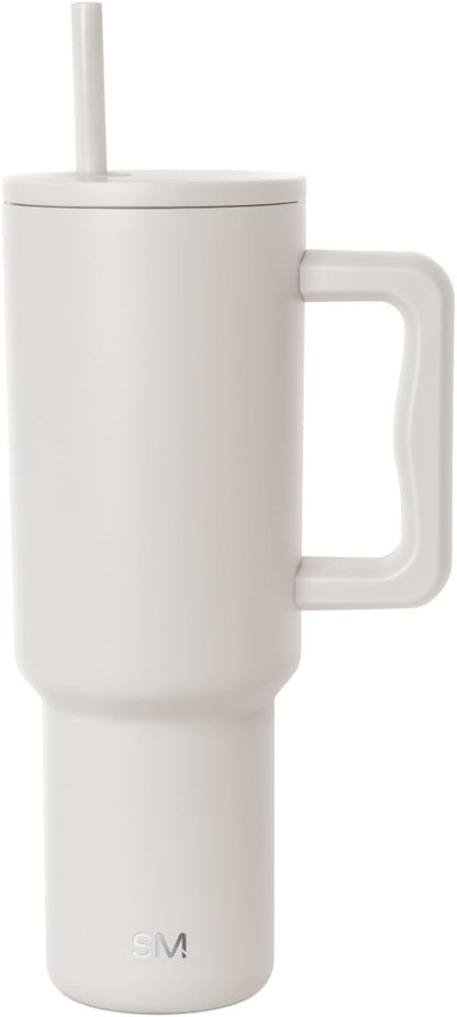 Simple Modern 40 oz Trek Tumbler with Handle and Straw Lid | Cup Holder Friendly Insulated Stainless Steel Travel Mug | Sea Glass Sage - Colors B
