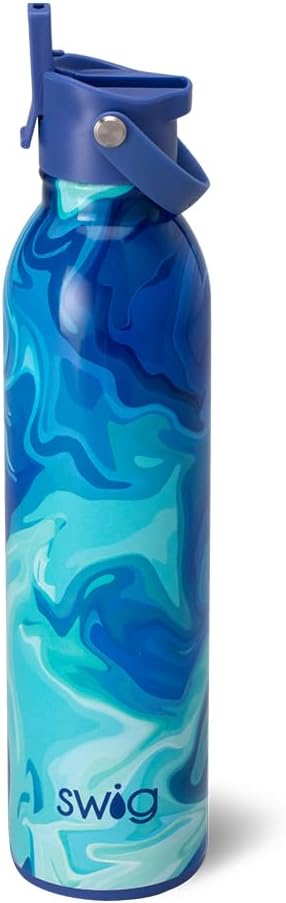 Swig Life 36oz Insulated Water Bottle, Travel Water Bottle with Straw and Lid, Cup Holder Friendly, Stainless Steel (Pickleball)