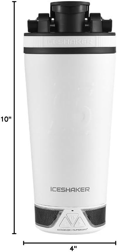Ice Shaker Insulated Stainless Steel Shaker Bottle | 26oz, Black | Cold for 30+ Hours | Insulated Cup with Twist-on Agitator | Odor-Free Bottle for Protein Shakes, Water, Smoothies, Cocktails