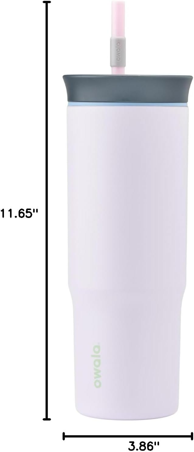 Owala Stainless Steel Triple Layer Insulated Travel Tumbler with Spill Resistant Lid and Straw, BPA Free, 24 oz, Grey/Blue (The Great Blue)