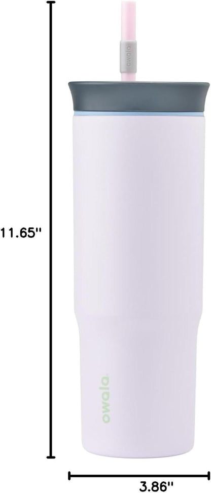 Owala Stainless Steel Triple Layer Insulated Travel Tumbler with Spill Resistant Lid and Straw, BPA Free, 24 oz, Grey/Blue (The Great Blue)