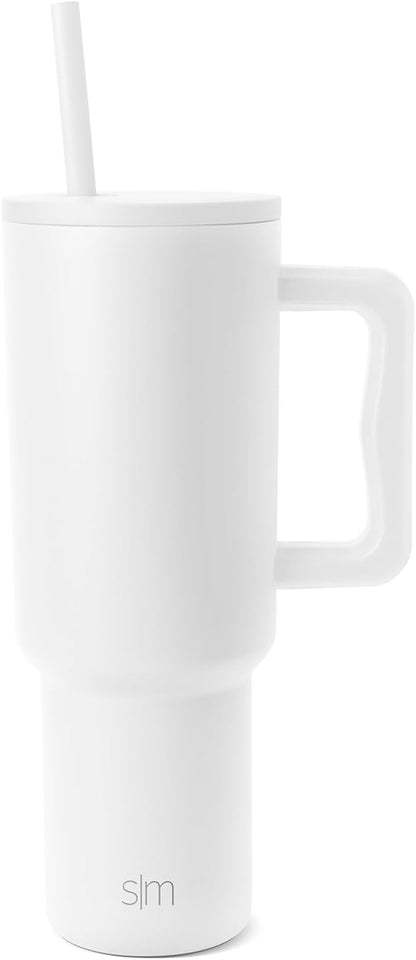 Simple Modern 40 oz Trek Tumbler with Handle and Straw Lid | Cup Holder Friendly Insulated Stainless Steel Travel Mug | Sea Glass Sage - Colors C