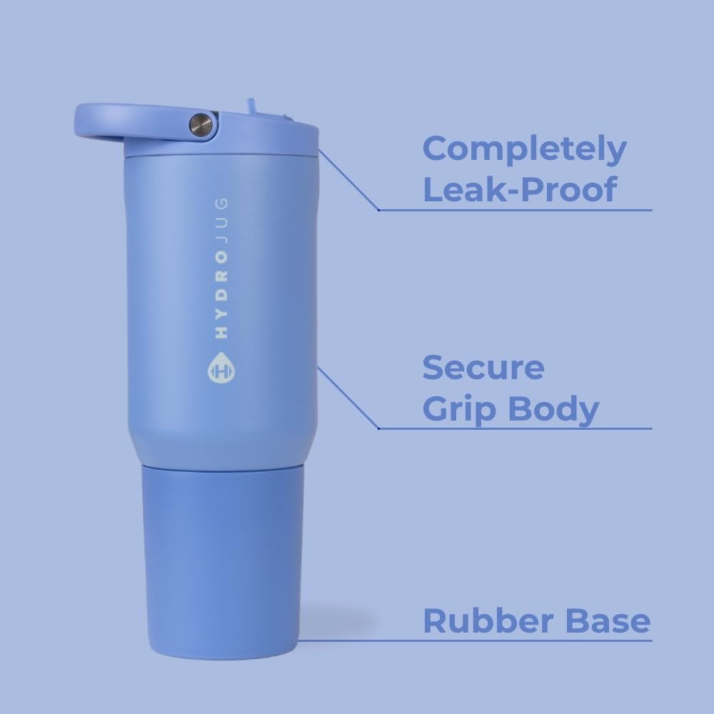 HydroJug Sport - Stainless Steel Tumbler with Straw, Vacuum Insulated, 40oz Leakproof Water Bottle, Ergonomic Design, Reusable, Dishwasher Safe, Rubber Base, Durable for Gym or Outdoors, Sage
