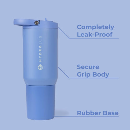 HydroJug Sport - Stainless Steel Tumbler with Straw, Vacuum Insulated, 40oz Leakproof Water Bottle, Ergonomic Design, Reusable, Dishwasher Safe, Rubber Base, Durable for Gym or Outdoors, Sage