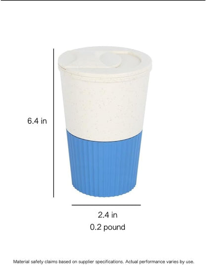 College Student Water Bottle - Leakproof Tumbler for Backpack Side Pocket - Insulated Wheat Straw Cup for Campus, Dorm & Study Sessions (blue)