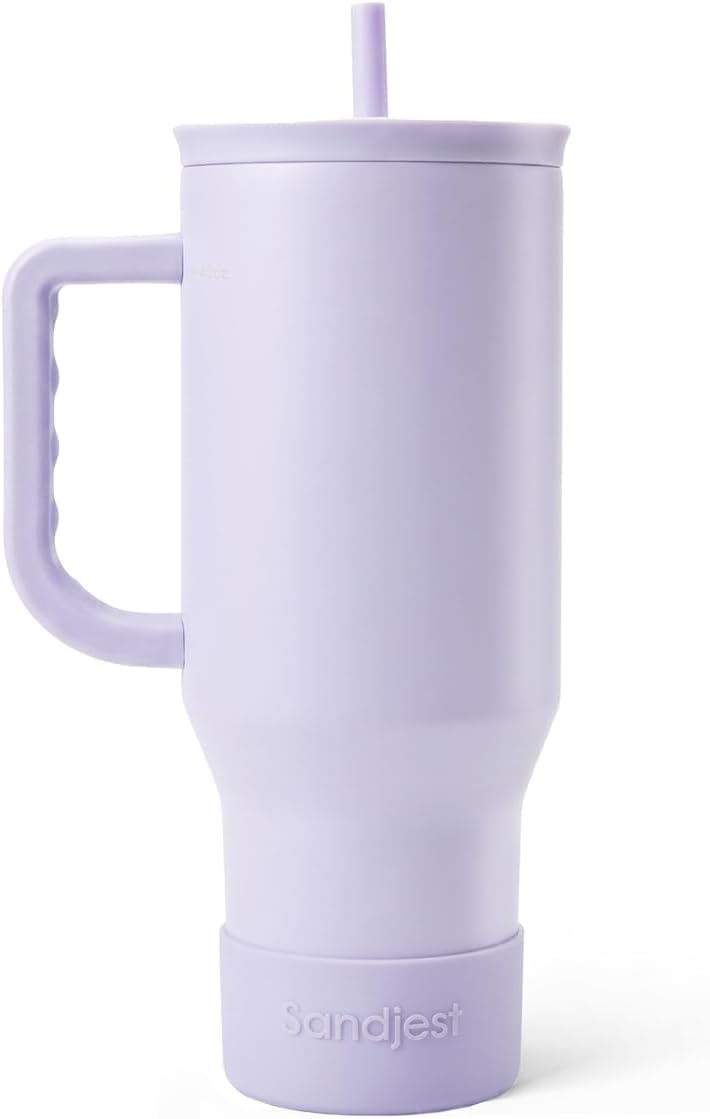 Floral Tumbler with Handle 40oz, Stainless Steel Insulated Tumblers Coffee Travel Mug Cup with Straw, Flower Coffee Cup Gifts for Women Girls, Gift for Her on Christmas Birthday Mothers Day