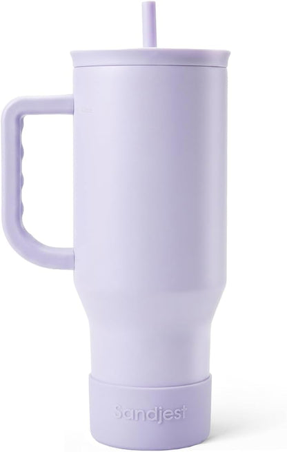 Floral Tumbler with Handle 40oz, Stainless Steel Insulated Tumblers Coffee Travel Mug Cup with Straw, Flower Coffee Cup Gifts for Women Girls, Gift for Her on Christmas Birthday Mothers Day