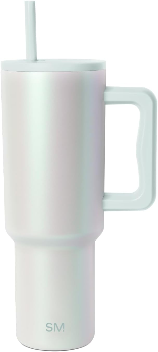 Simple Modern 40 oz Trek Tumbler with Handle and Straw Lid | Cup Holder Friendly Insulated Stainless Steel Travel Mug | Sea Glass Sage - Colors B