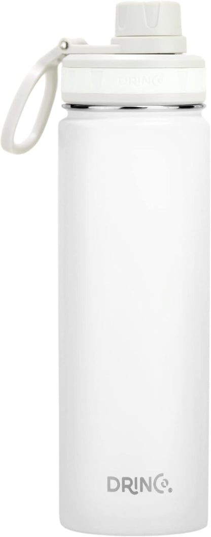 Drinco Stainless Steel Water Bottle Spout Lid Vacuum Insulated Double Wall Water Bottle Wide Mouth (40oz 32oz 22oz 18oz 14oz) Leak Proof Keep Cold Sport Camping Hiking (22 oz, 22oz Black)