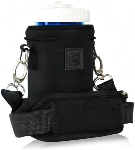 Made Easy Kit Neoprene Water Bottle Carrier Holder with Adjustable Shoulder Strap for Insulating & Carrying Water Container Canteen Flask Available in 5 Sizes (Black, M (16oz-22oz))